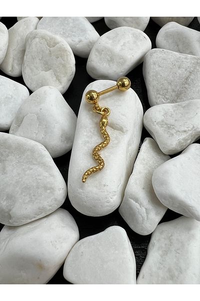 Karınca Piercing Snake Dangle Gold Color Ear Helix Conch Tragus Piercing