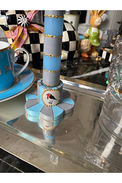 Handmade el boyama pip uyumlu  kuşlu şamdan mumluk (mum dahil değil)