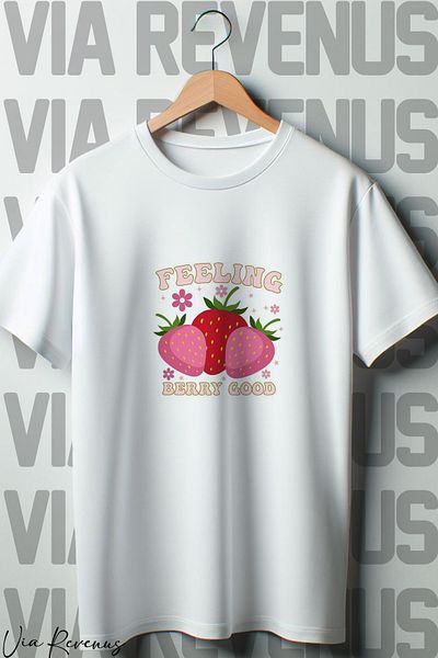 Vordevia Berry Good Printed - Crew Neck Oversize Λευκό T-Shirt