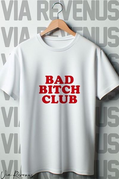 Vordevia Λευκό μπλουζάκι Oversize - Bad B*tch Club Printed, Crew Neck