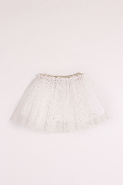 Minia Concept Kids Girl's Ecru Tulle Skirt - Creamy Foil Printed
