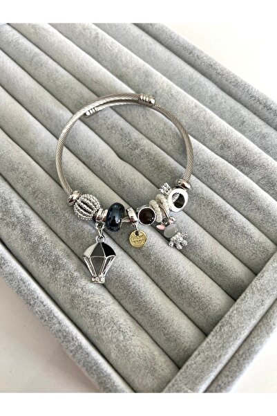 SU PERİSİ TAKI BİJUTERİ سوار باندورا مع بالون أسود من الفولاذ ونموذج الدب