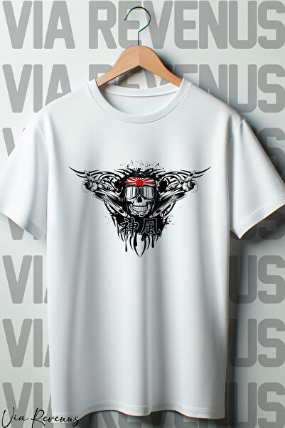 Vordevia Bela Oversize kroj Kamikaze Štampano okrugla kragna majica