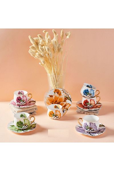 Perotti 15030 Victoria Set of 6 Porcelain Coffee Cups