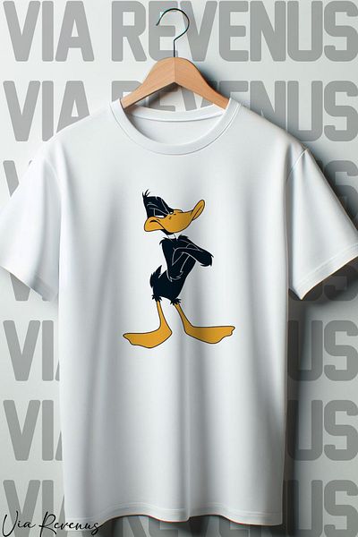 Vordevia Tricou alb oversize Daffy Duck cu imprimeu cu decolteu rotund