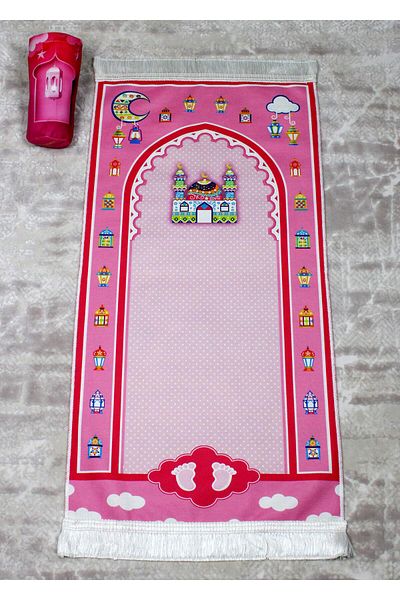 HarmonyAura Children's Prayer Rug 90X45 Cm, ​​Digital Printed and Raschel Fabric