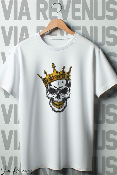 Vordevia Λευκό μπλουζάκι με στάμπα King Skull Oversize Wide Fit Crew Neck