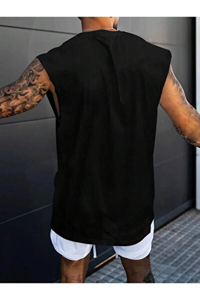 EFFRENATU Ανδρικό αμάνικο μπλουζάκι με κάθετο εμπριμέ υπερμεγέθη hıla fashion