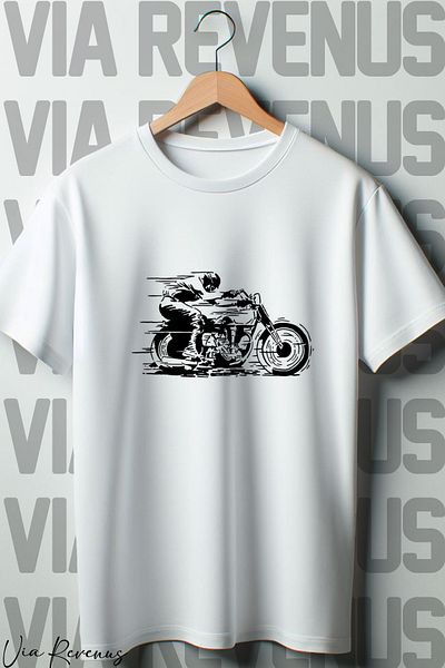 Vordevia Λευκό μπλουζάκι Oversize - Biker Printed, Crew Neck