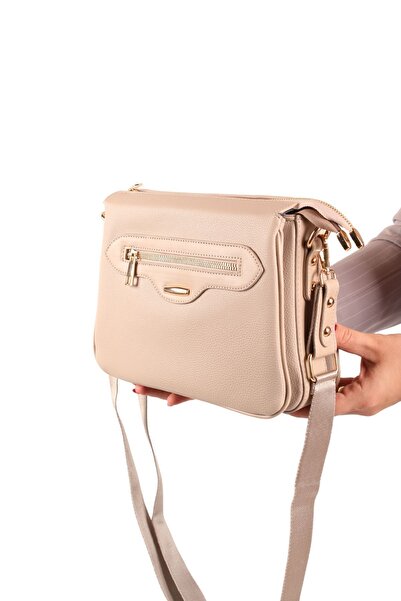 GALB LEATHER حقيبة كتف نسائية بحزام عريض ومتعددة الأقسام - للاستخدام اليومي