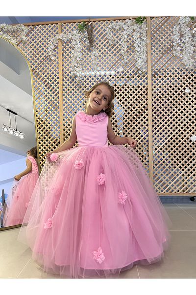 İkrabutikbursa Girl's Pink Floral Dress