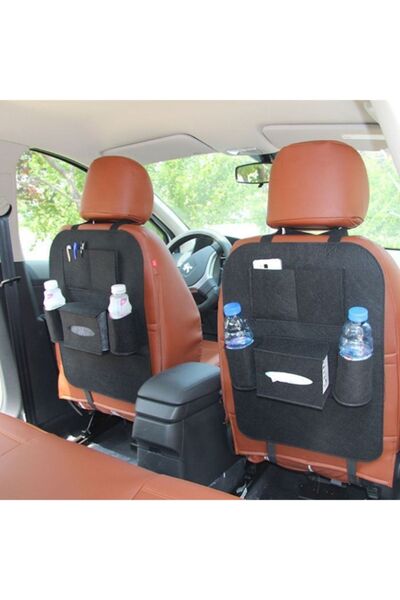 Ankaflex 2 Pieces Black In-Car Seat Back Felt Organizer with Compartments