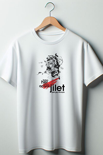 Vordevia Müslüm G. - Brijač Štampano Beli Oversize kroj T-shirt , okrugla kragna