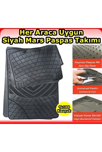 point marketing Her Araca Uygun Kauçuk Siyah Mars Paspas Seti