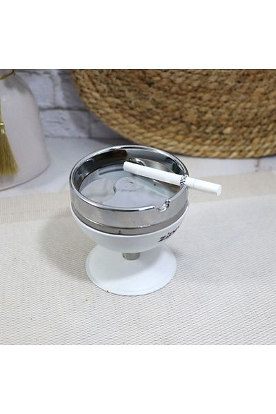 Zippo Scrumieră de lux din metal alb, fără miros, cu capac și picioare, scrumieră de calitate
