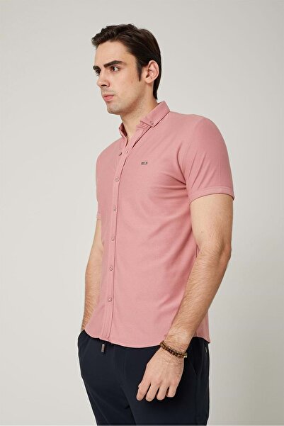 Olivia COONLESS Erkek Kısa Kol Gömlek Pudra Pembe