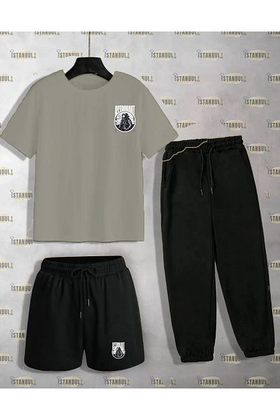 aynewmoda Robot Football Player Printed T-Shirt and Shorts Set