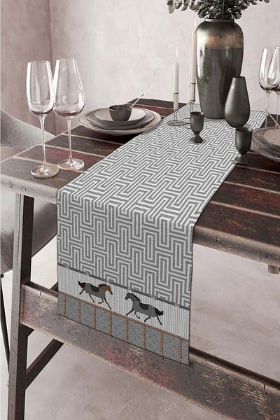 aymira home 40x140 Cm Woven Stain Resistant Printed Premium Thai Feather Fabric Tablecloth Decorative Runner Washable