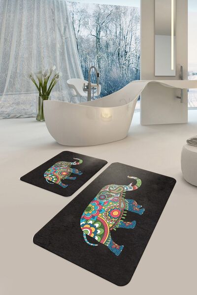 aymira home مجموعة مطبوعة رقمية مزخرفة مكونة من 2 طقم مرحاض بقاعدة غير قابلة ...