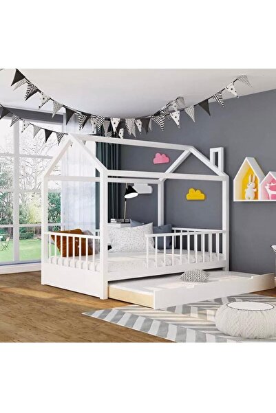 Puf Bebe Montessori Unisex Çocuk Bebek Çatılı Doğal Montessori & Karyolası Ya...