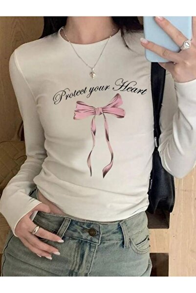 Touz Moda Блузка з довгими рукавами та принтом у вигляді стрічки