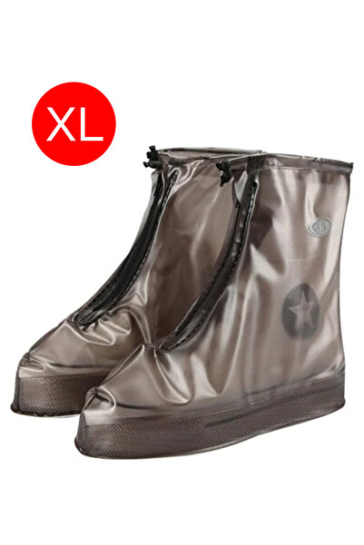 MUJGAN Silikon Yağmur Koruyucu Ayakkabı Kılıfı Kaymaz Su Kir Geçirmez Kahve XL