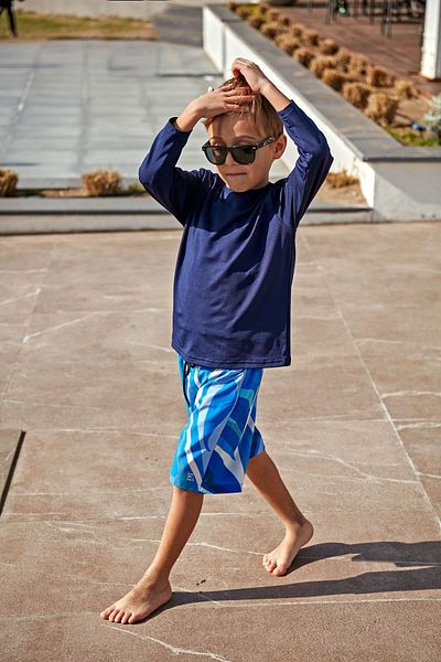 Marina Boy's Navy Blue Patterned Shorts - B2435
