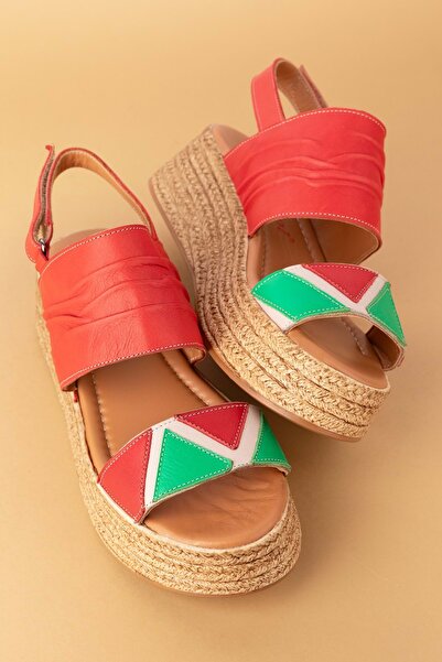 Gondol Kadın Hakiki Deri Platform Tabanlı Sandalet Mlk.2056