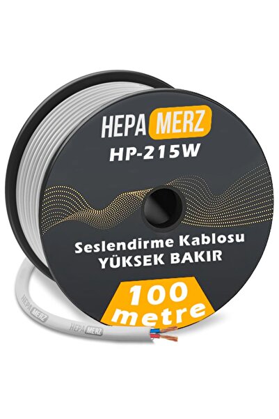 Hepa-Merz Hepa Merz Hp-215wh Tam Bakır 2x1.5 Mm Hoparlör Ses Kablosu 100 Mt (BEYAZ)