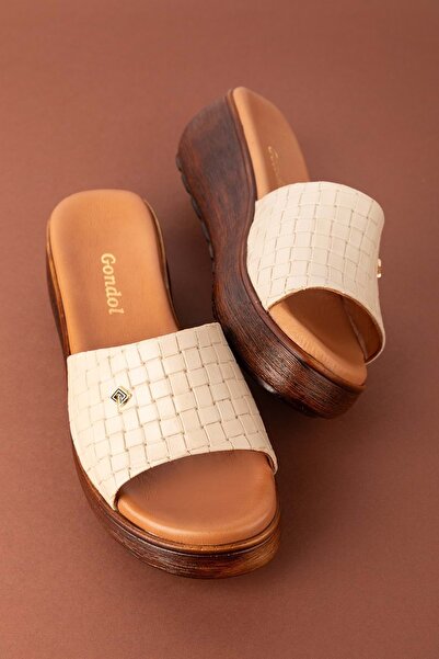 Gondol Kadın Hakiki Deri Günlük Dolgu Topuklu Terlik Yprk.2401