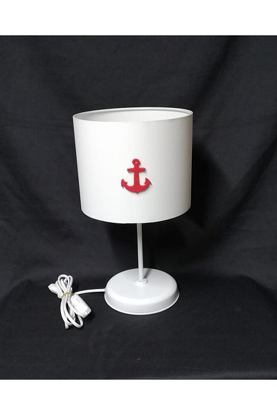 TEKAY AYDINLATMA White Metal Leg Young Children's Room - Anchor Sailor Lampshade
