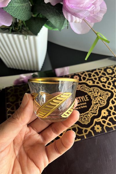 Paşabahçe 6-Piece Glass Coffee and Mirra Glasses Pasabahce - Gold Decor