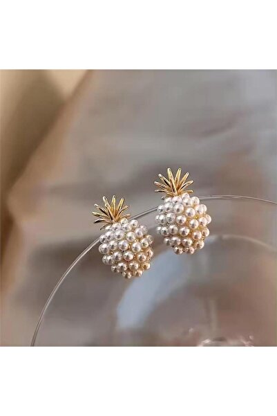 So Much Accesories İncili Gold Ananas Küpe