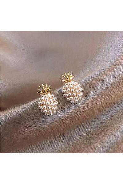 So Much Accesories Pearl Gold Pineapple Earrings
