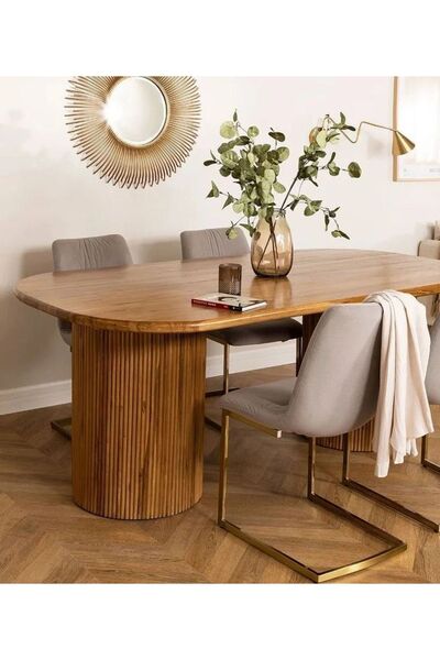 mikey Ahşap Oval Yemek Masaı