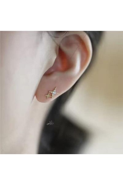 So Much Accesories Minimal Star Gold Earrings