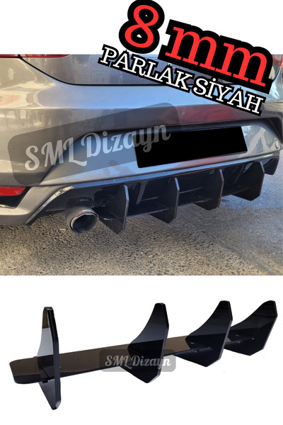 SML Dizayn Seat Leon Mk3 2013-2020 Aero Tampon için 4lü Orta Flap-Bıçak-Ek-Lip Plastik Parlak Siyah
