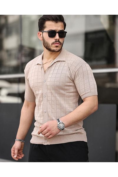 ROBERTO BORNOVA Πλεκτό Πουκάμισο Cream Fit - Κουμπωτό Μορφή