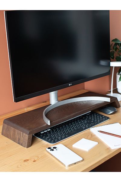 Esci Design Wooden Monitor Riser - Desktop Organizer - XXL Monitor Riser - Natural Wood Monitor Stand