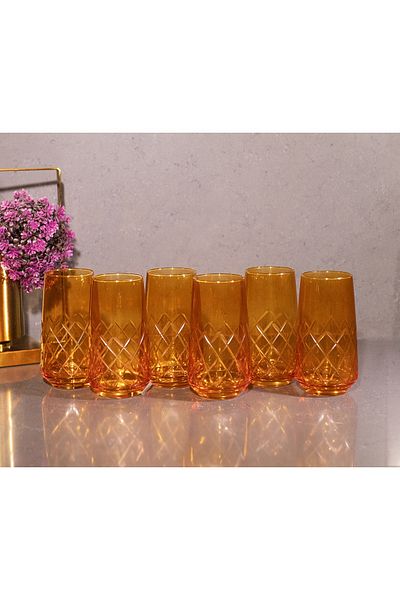 sudeka 480cc 6 Pieces Colorful Crystal Cut Glass Cup