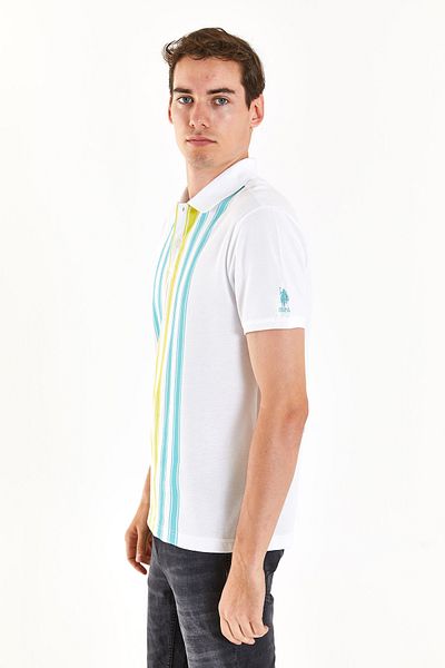 U.S. Polo Assn. ΒΑΣΗ. Ανδρικό αθλητικό μπλουζάκι πόλο με λαιμόκοψη - κανονική εφαρμογή G081GL011 .000. 1826908   Gardez 013 Λευκό