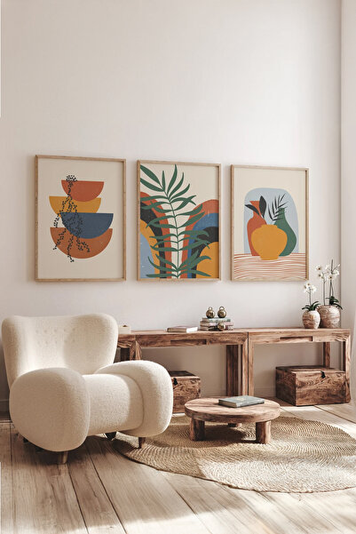 Artavessa Gerçek Ahşap Çerçeveli 3 Parça 3D Poster Tablo Seti