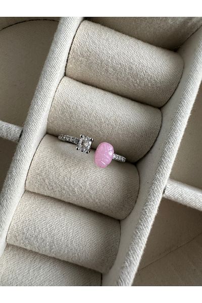 ringbox Pink Double Jewelled Ring