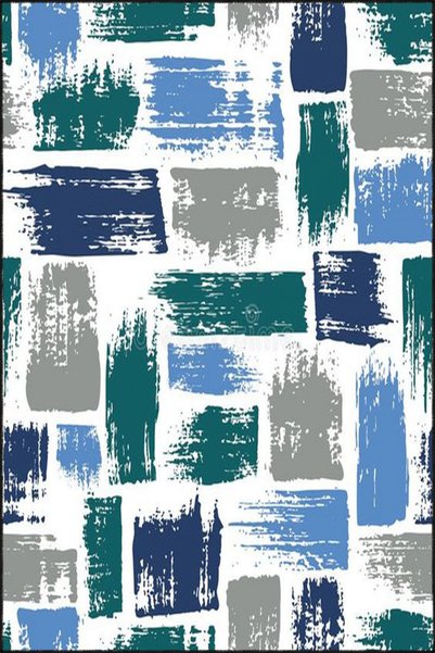 Rugs Modern Halı Woven Base with Blue Green Motif and Washable Carpet Miravip...