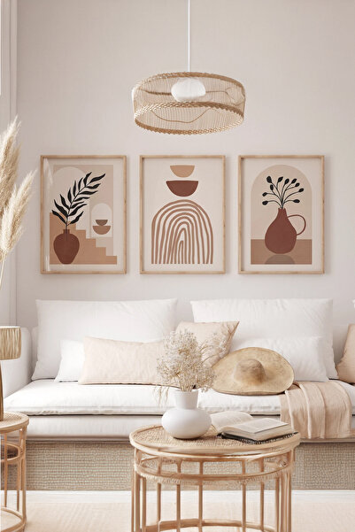 Artavessa Gerçek Ahşap Çerçeveli 3 Parça 3D Poster Tablo Seti