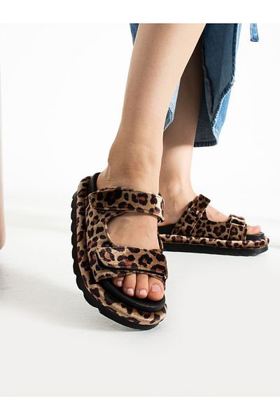 Alemdar Shoes Leopard Patterned MORLY Women's Sandals - Velcro