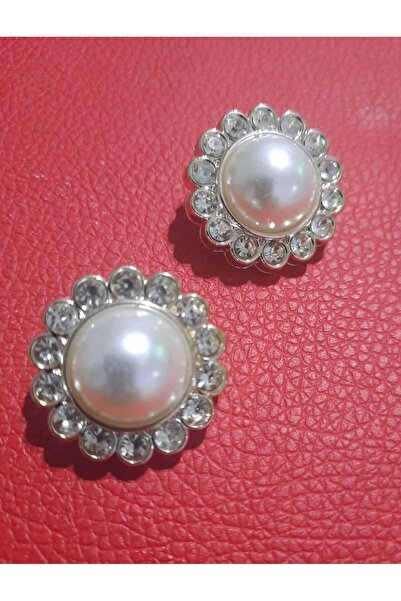 İMREN AKSESUAR Κουμπί με κρυστάλλινη πέτρα και μαργαριτάρι 2 εκ. - 1 πακέτο 4 τεμαχίων
