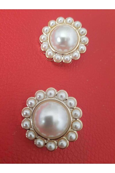 İMREN AKSESUAR زر لؤلؤي معدني أصفر - 2.5 سم، عبوة واحدة 4 قطع