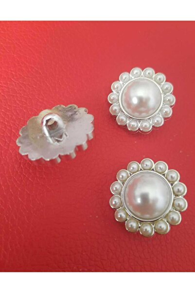 İMREN AKSESUAR زر معدني لؤلؤي رمادي مقاس 1.5 سم - عبوة واحدة مكونة من 4 قطع