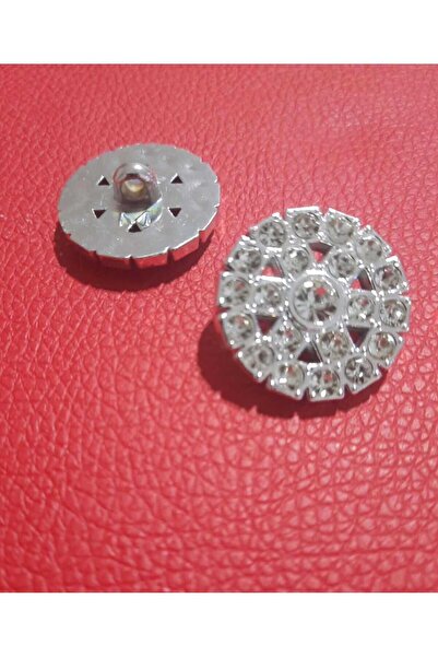 İMREN AKSESUAR زر معدني رمادي 1.5 سم مع حجر كريستال، عبوة واحدة مكونة من 4 قطع